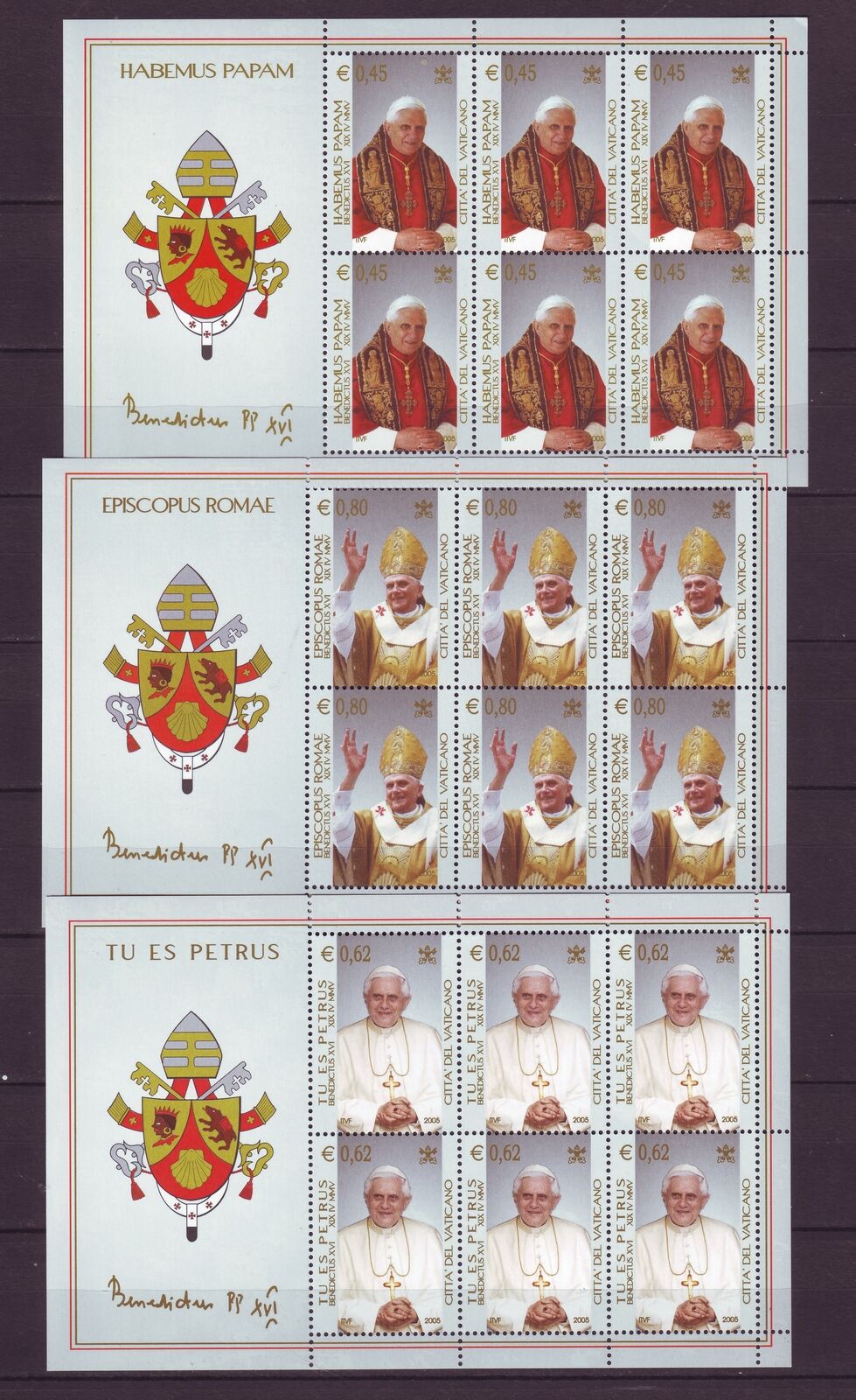 Vatican City #mi1517-mi1519 Mnh M/s 2005 Pope Benedict [1295-1297]