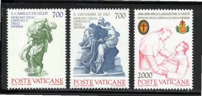 Vatican 1986 Sc#774-6 Set Of 3 Patron Saints Of The Sick Mint Nh